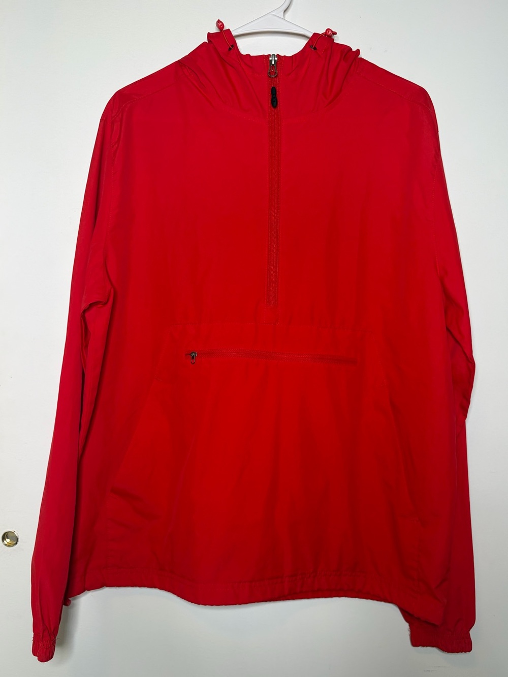 Quarter Zip Lightweight Pullover Windbreaker w/High Neck Zip, Hoodie & Pockets